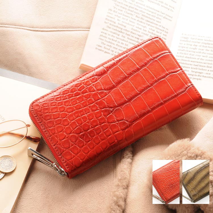 クロコダイルレザーアンティーク風長財布