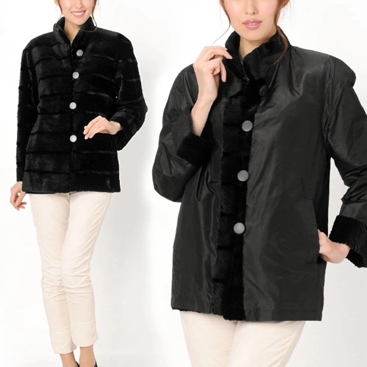 シルク100％＆グルービングミンクリバーシブルジャケット