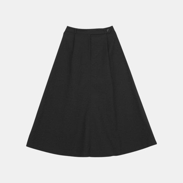 女性の夏のモダンなピンタックAラインフレアロングスカート通勤ルックオー...