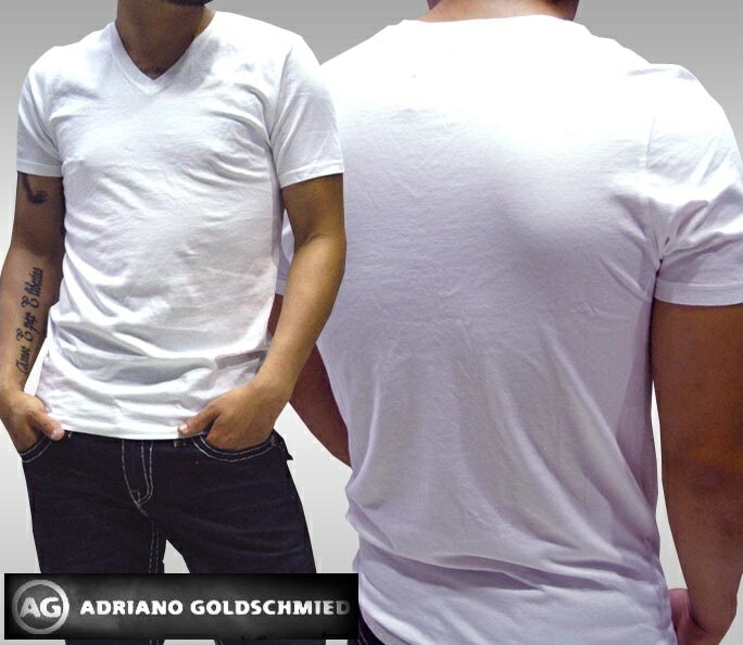 AGジーンズ Tシャツ メンズ Vネック ホワイト 半袖 シャツ エージージーンズ AG Jeans 正規 アドリアーノ ゴールドシュミット 雑誌 掲載 LAセレブ カジュアル スタイル プレミアム
