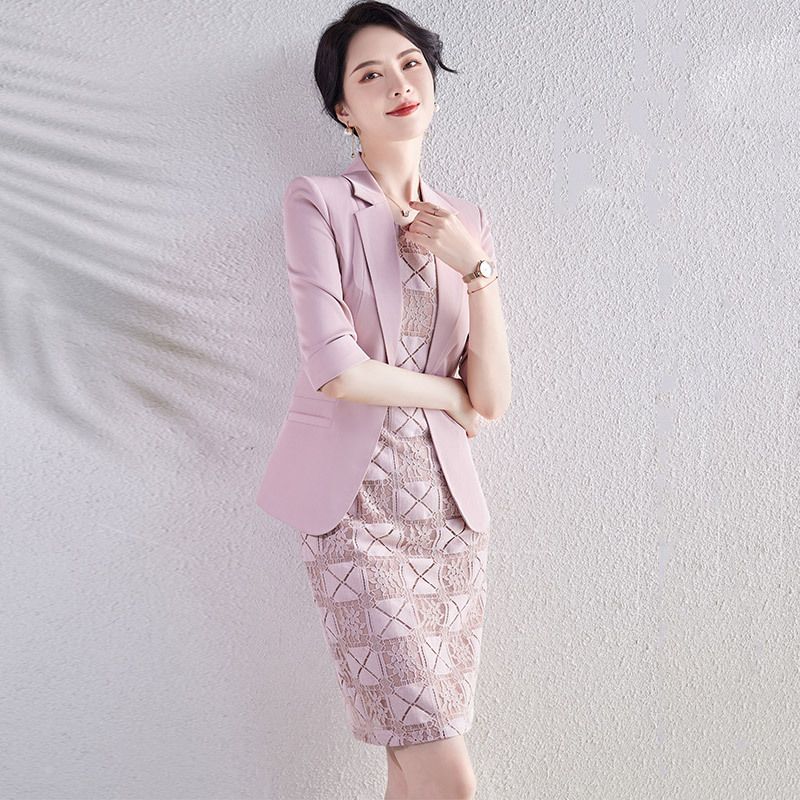 ピンク スーツ スーツ 女性 夏 上質 スリム 気質 薄手 レディース スーツ ドレス ツーピース スーツ 母の日