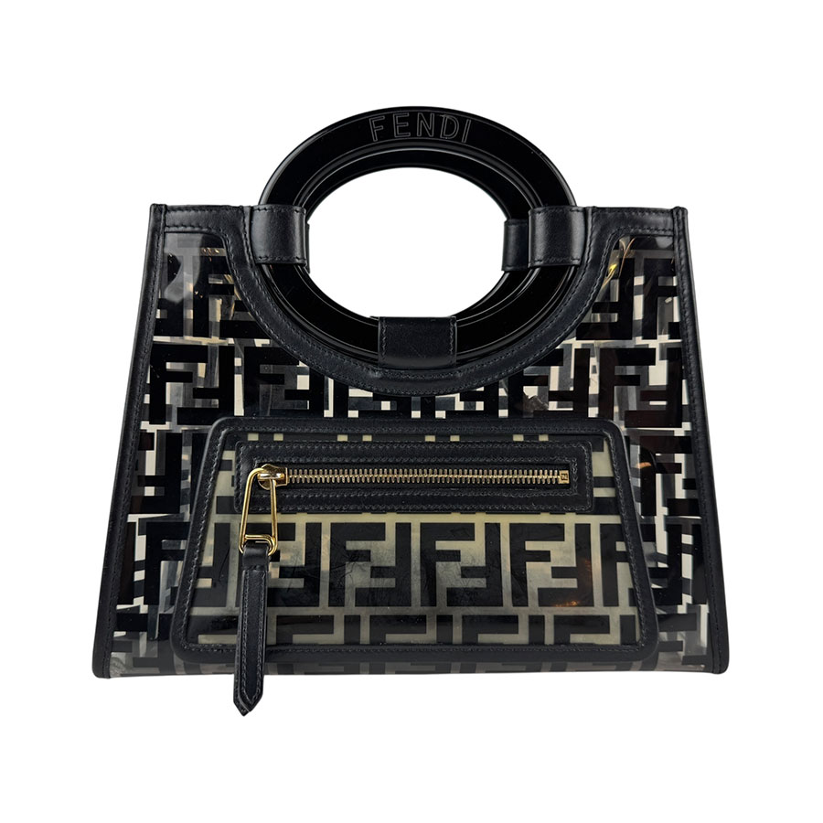 フェンディ FENDI ハンドバッグ ショルダーバッグ ラナウェイ ショッパー PVC/プラスチック ブラック×クリア レディース 8BH353-A7S0 z6292