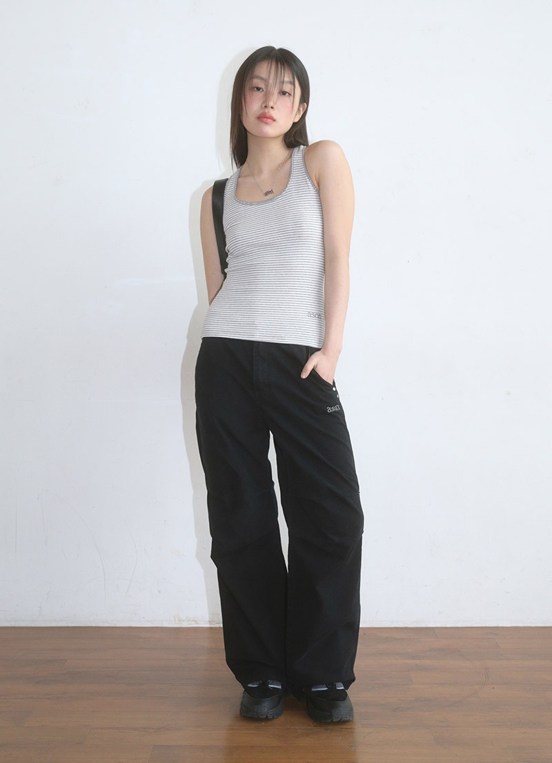【AS"ON】 NELL PARACHUTE PANTS / BLACK 正規品
