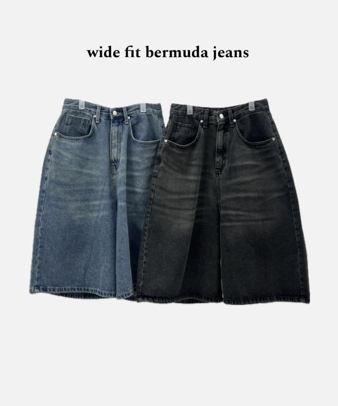 [韓国制作/S~L]ワイドバミューダ デニムパンツ[ビンテージ/ジーンズ/半ズボン/y2k/ヒップルック] 5,060円