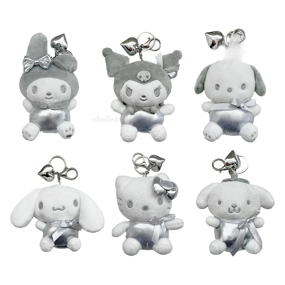 【1 つ購入すると 1 つ無料】サンリオ シルバー 人形キーリング ハローキティ 黒美ポチャコ シナモロール ポンポンプリン ハート バックパック 自動車キーホルダー