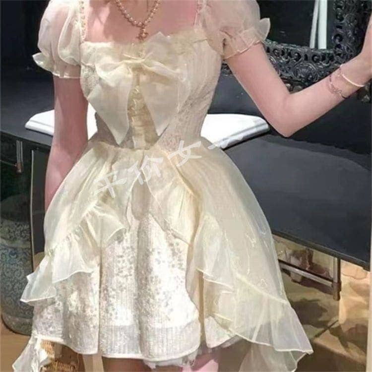 ワンピース フランス ワンピース やせて見える ミディアム かわいい プリンセススカート レディースファッション