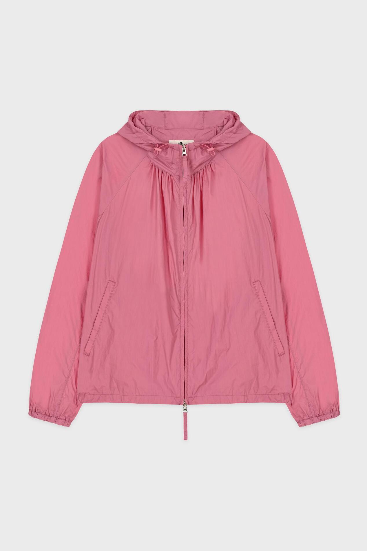 【SINOON】 SHIRRING HOODIE WINDBREAKER : ROSE