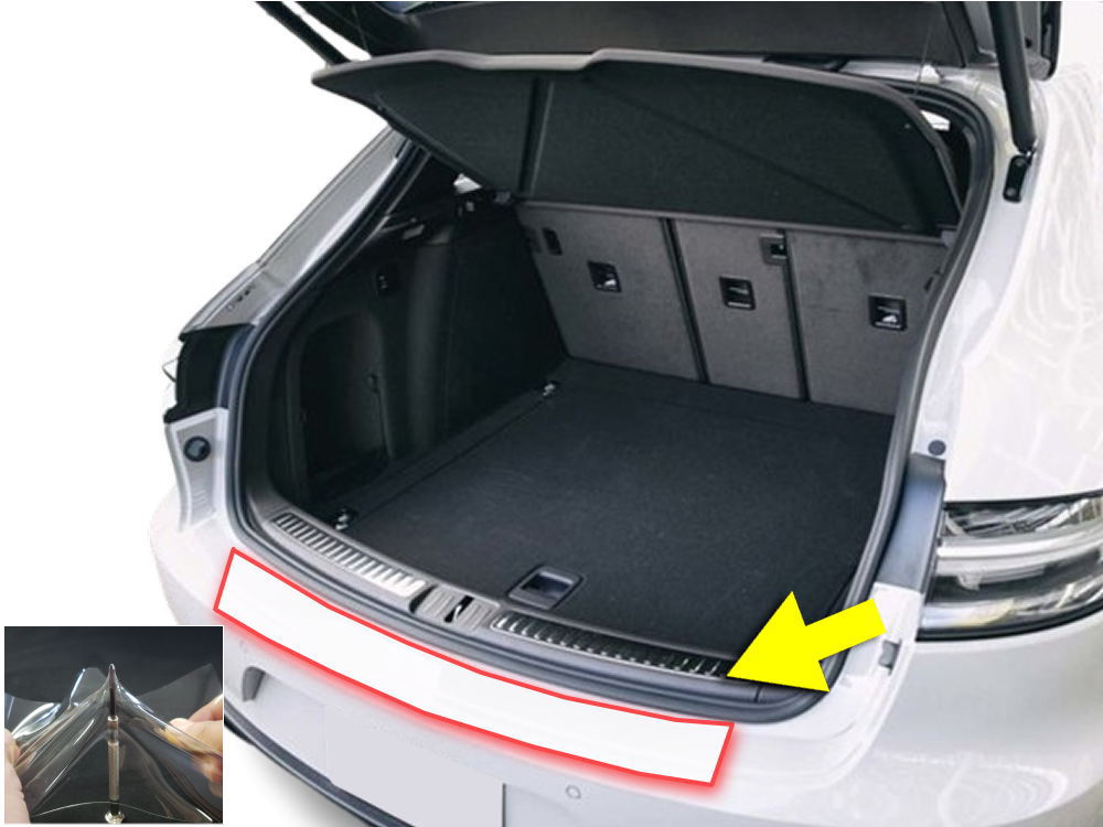 リアステップガード (ポルシェ マカンGTS) 車種専用 カット済み 傷防止フィルム プロテクションフィルム 車種専用カット済み リアステップ 保護フィルム キズ防止 保護 クリア 透明 porsch
