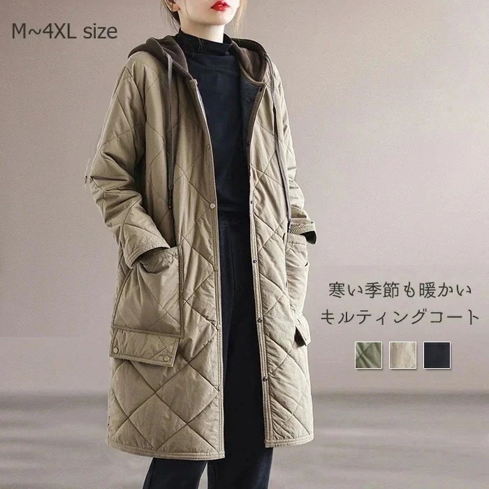 アウター コート レディース キルティングコート 中綿 コート キルティング フード付き コート スエードコート アウター 中綿 ビッグシルエット オーバーサイズ 大きいサイズ 無地