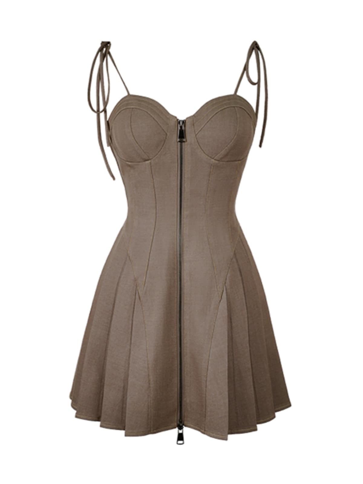 リゾートギャルチョコレートブラウニーセクシーキャミソールワンピース2024レトロマイナーデザイン着やせa字スカート