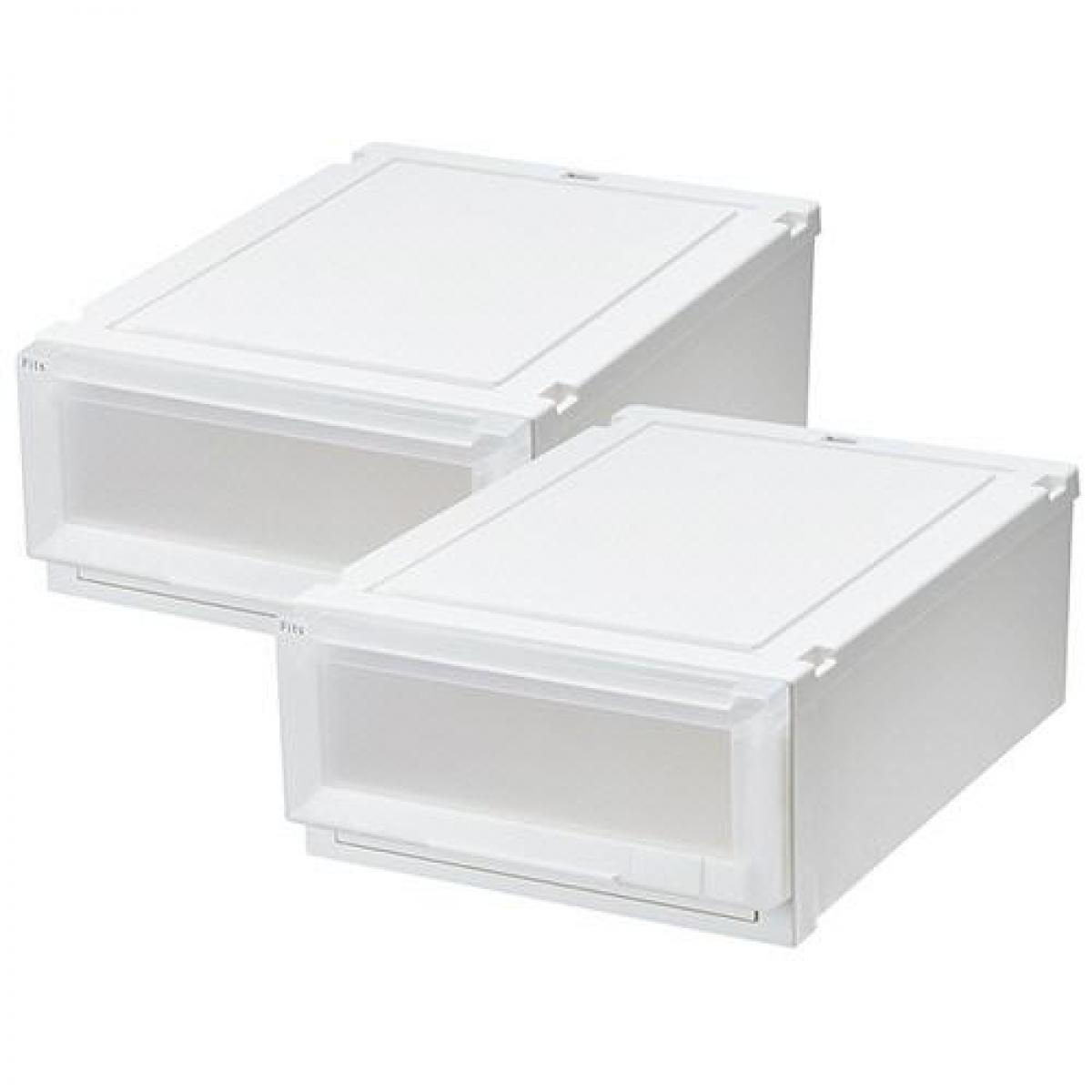 天馬(TENMA) フィッツケース 55-40S ホワイトクリア 収納 ケース 衣類 Fits 収納ボックス ホワイト (2個組)