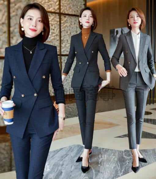 レディーススーツ 2色 ストライプ柄パンツスーツ ビジネススーツ 2点セット 無地スーツ長袖 ジャケット 長ズボン ロングスラックス パンツスーツ入職 卒業式 女性 大人 ビジネス 通勤 フォマール