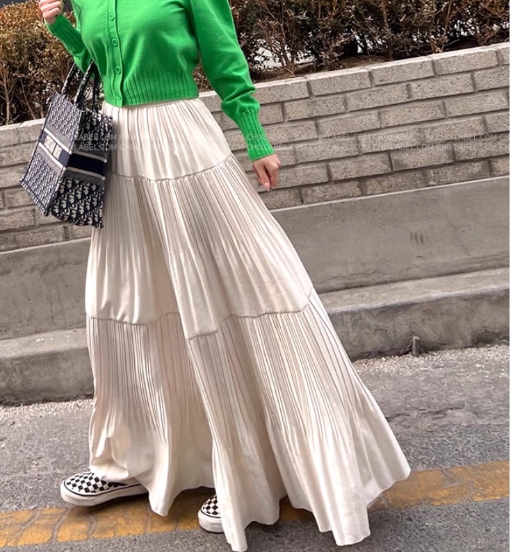 レディース スカート プリーツ タック タックプリーツ サテン かわいい 大人可愛い きれいめ シンプル カジュアル 上品 おしゃれ レトロ アジアン エスニック エキゾチック こなれ感 ラフ