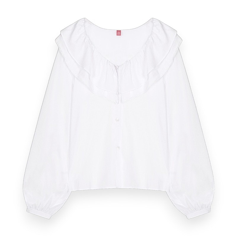 ダブルカラーブラウス White 可愛い おしゃれ ディリーファッション ブラウス 韓国ファッション 韓国ブランド フリーサイズ