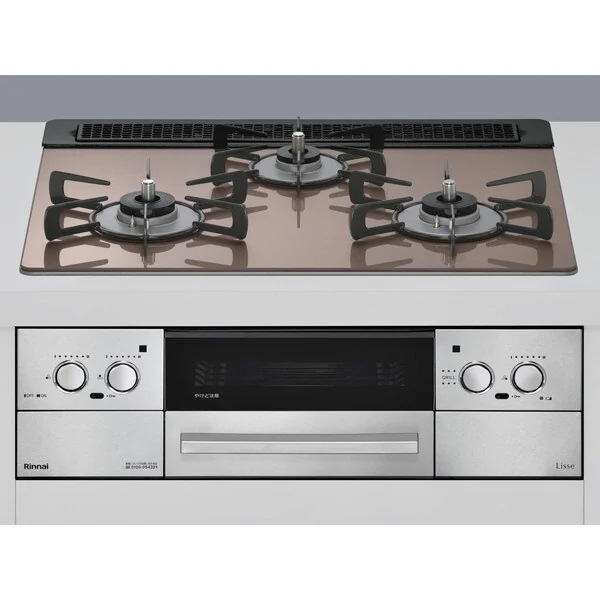 ビルトインガスコンロ プロパンガス用 3口 左右強火力タイプ 幅60cm RHS31W42J2RSTW-LP スモーキーピンク Lisse（リッセ）