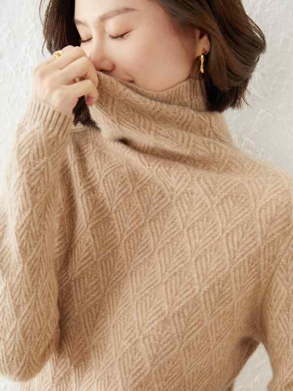 ファッション 服 オシャレ カワイイ シンプル 大カワイイ サイズ 婦服 セーター 秋 パイル カラー スリム ニット ウール