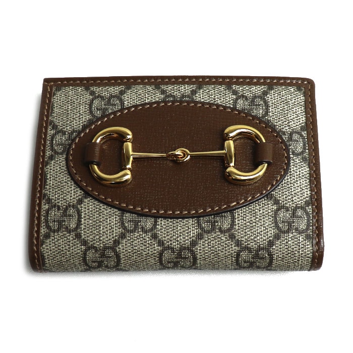 GUCCI グッチ ホースビット 1955 カードケース ウォレット 二つ折り財布 ベージュ/エボニー 726846 92TCG 8563 レディース 中古