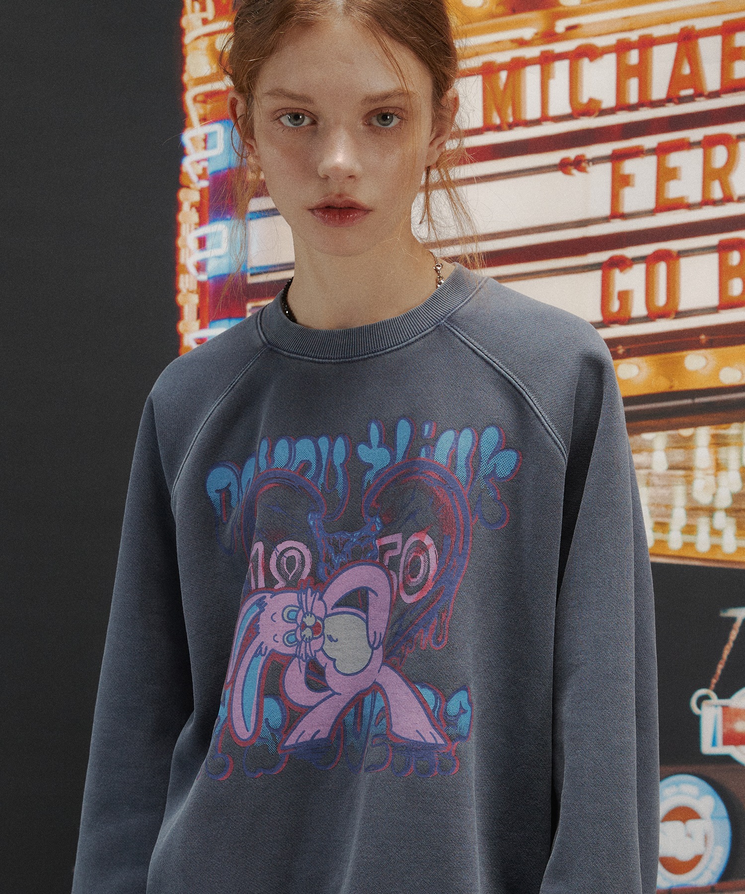 【CPGN】MAD HOPPI RAGLAN PIGMENT SWEATSHIRT DARK BLUE