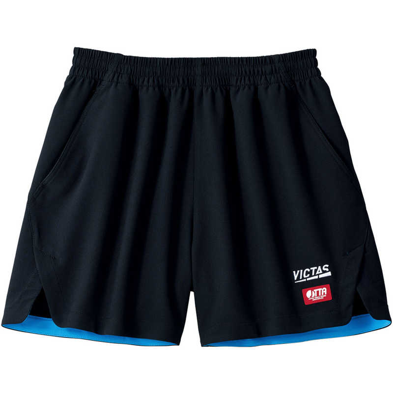 VICTAS　男女兼用 卓球 ユニフォーム インサイド ヘムカラー ゲームパンツ(INSIDE HEM COLOR GP)(Lサイズ/) ブラック×ターコイズ　622102