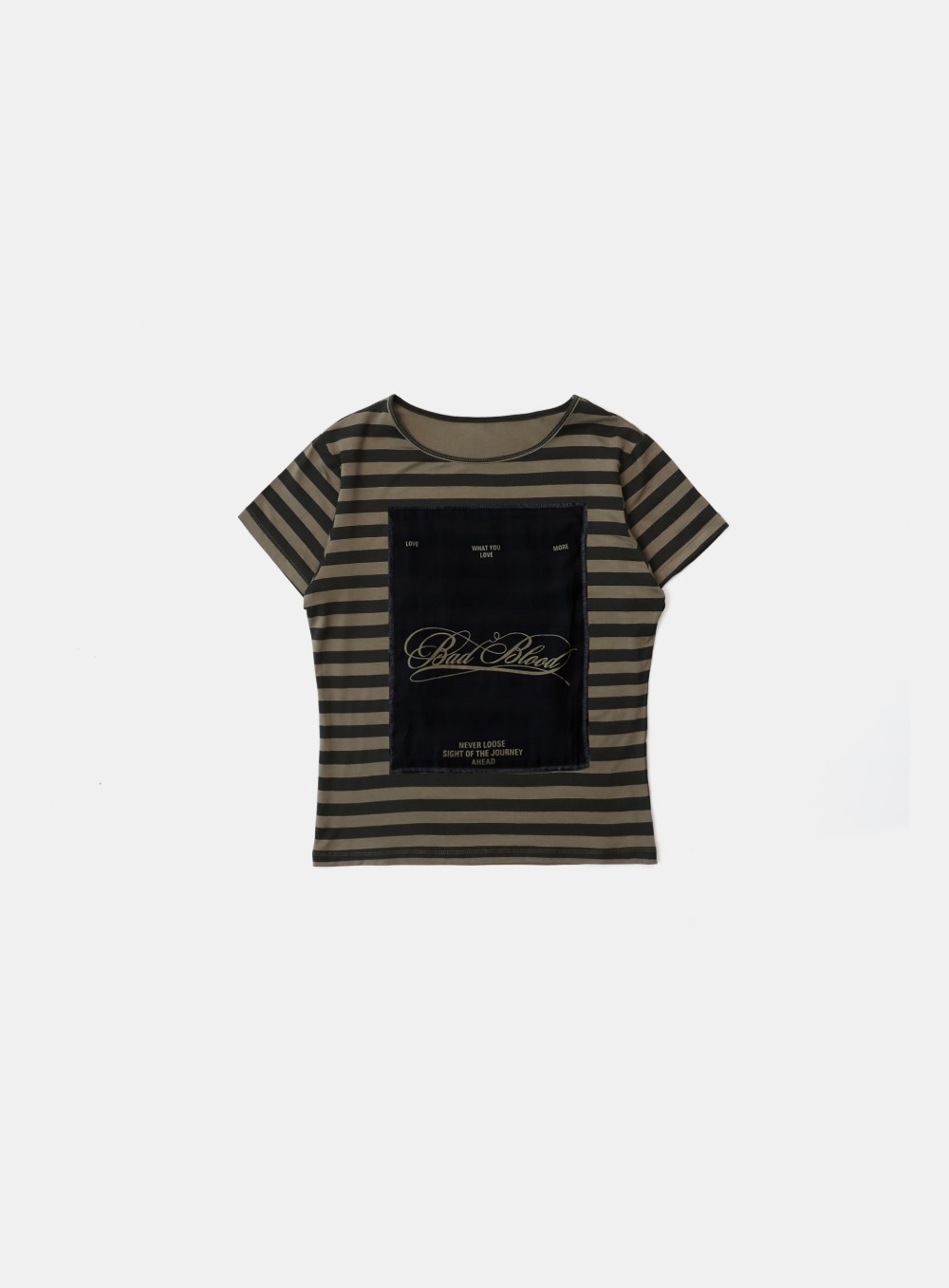 【BADBLOOD】 DARK CLASSIC STRIPE T-SHIRT : KHAKI / BLACK