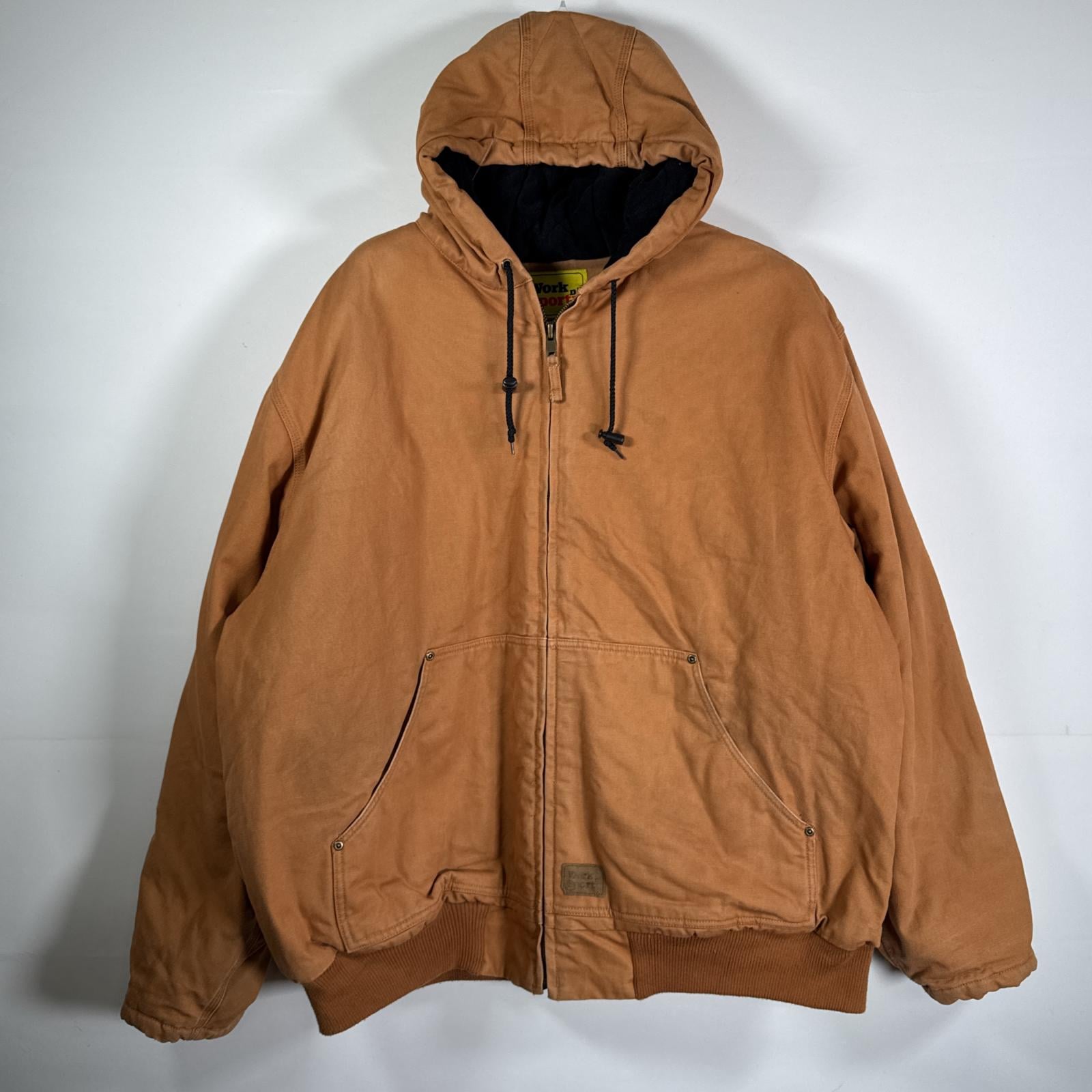 古着 work sport ダック ワークジャケット アクティブジャケット オーバーサイズ パーカー 大きいサイズ 3XL ブラウン メンズ