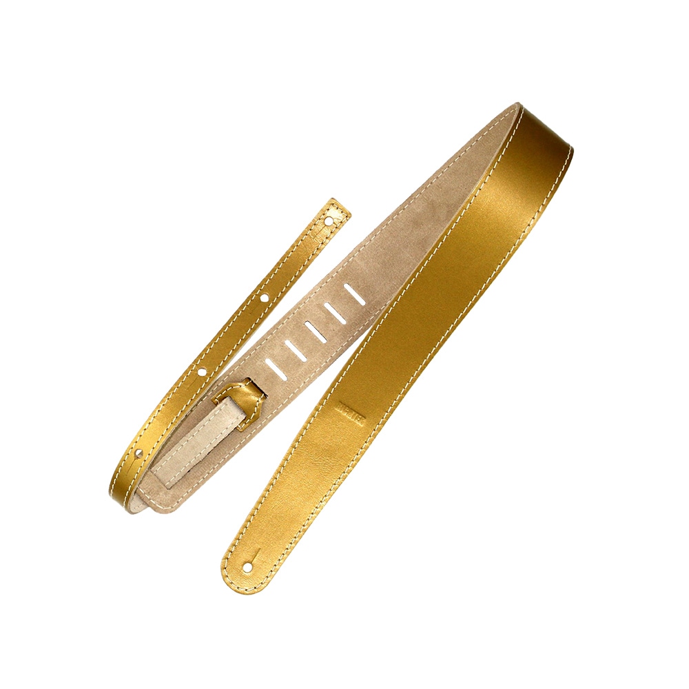 Richterシリーズ メタリック ギターストラップ ソフトレザー ストラップ Raw II Metallicシリーズ 1376 Gold 幅広6cm 長さ調整可能 ドイツ製