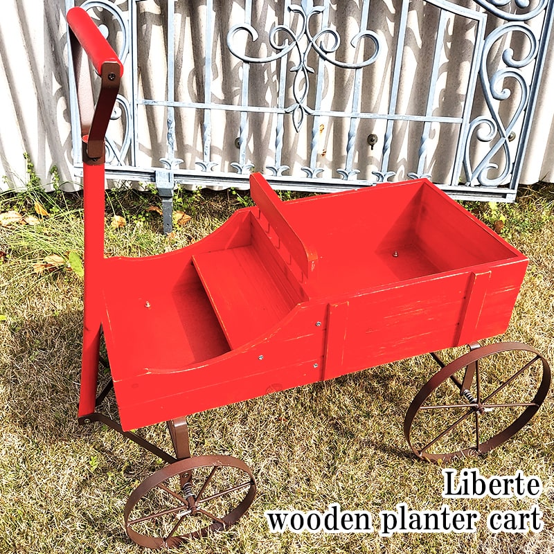 ウッデンプランターカート 可愛い リベルテ ガーデニング カート 花台 Liberte オーナメント アンティーク 庭 プランター ガーデン お洒落 かわいい インテリア 雑貨 動画有り