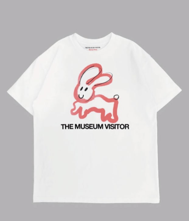 【THE MUSEUM VISITOR】 RABBIT PRINTED T-SHIRTS : WHITE