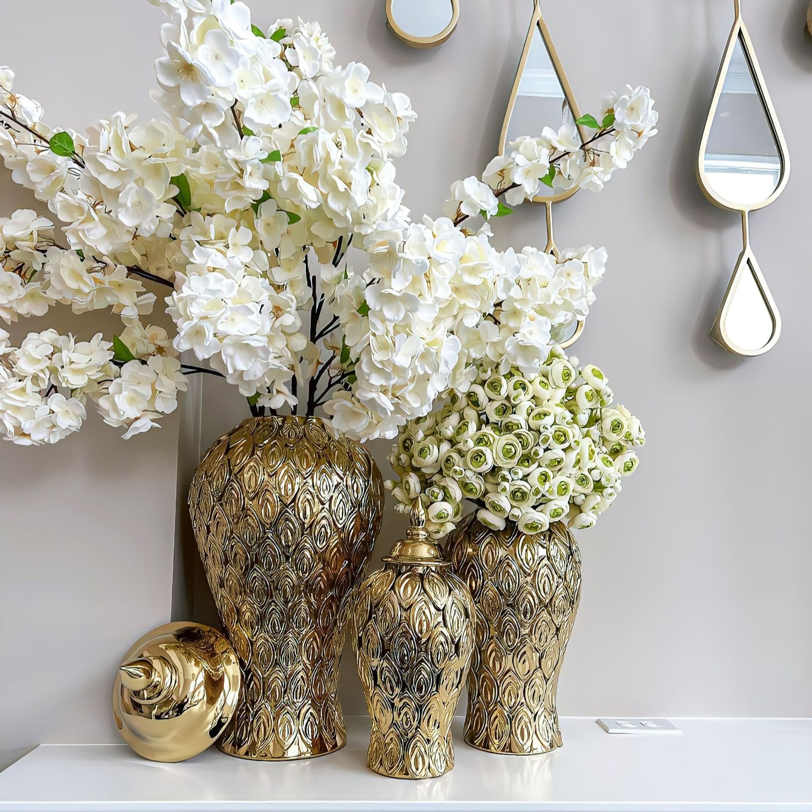 花瓶 大型 高級感 ゴールド ホテルライク クラブ フラワーポット フラワーベース お洒落 モダン 綺麗 エレガント ラグジュアリー メッキゴールド