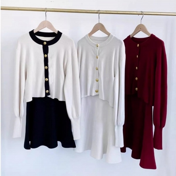 SN レディース ニット カーディガン＋スカート ２点セット セーター