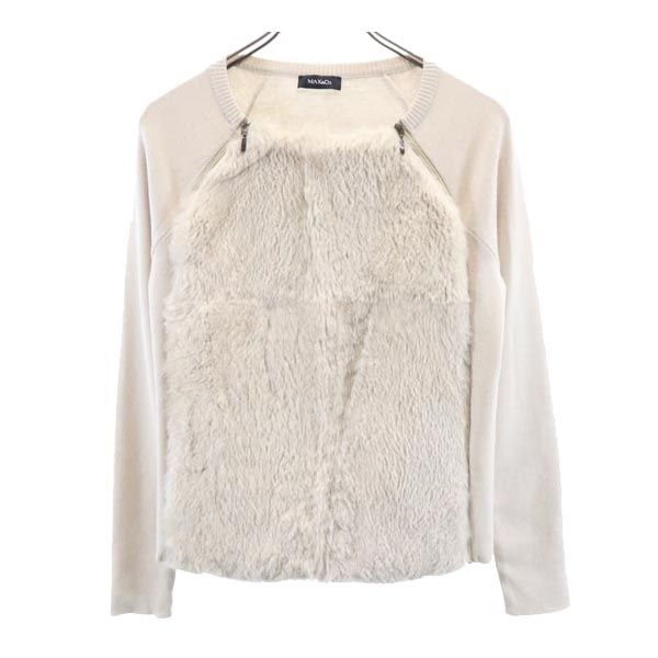 マックスアンドコー ウール 長袖 切替ファー ニット L ベージュ MAX&CO セーター レディース