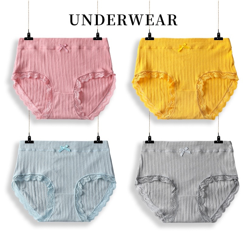 女性の高い腰のレースの辺のパンティ純綿股間通気性が大きいサイズの快適な腹を収める女子学生の三角ズボン0です