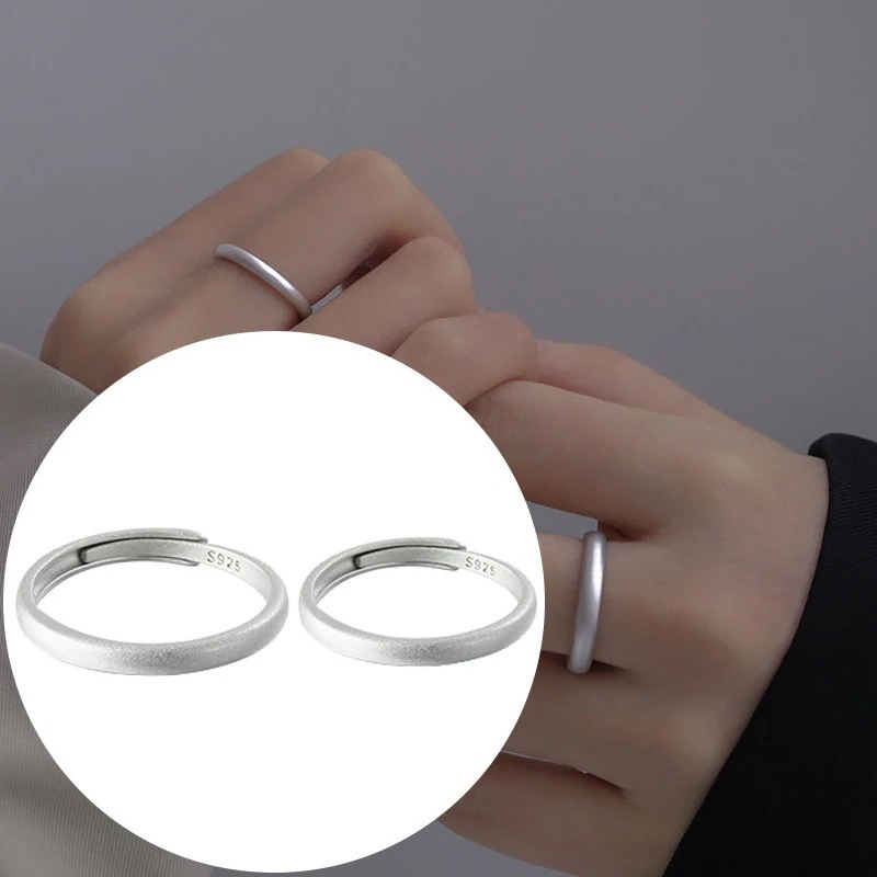 スターリングシルバー プレーン リング レディース オープン 韓国風 シンプル カップルリング Meilong ペアリング つや消しリング 色褪せない