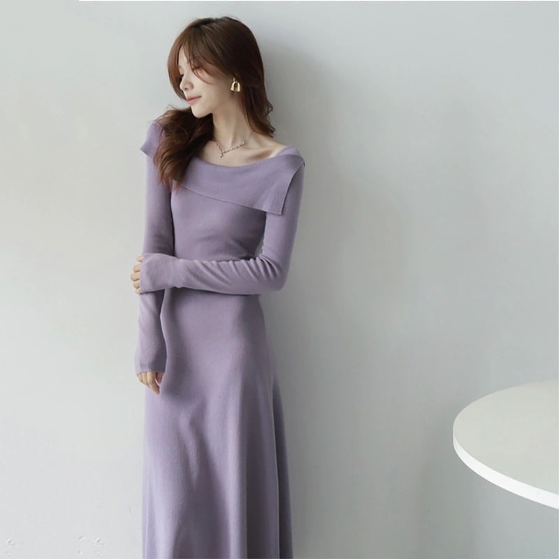 フランス風 春春春 ファッション ワンピース セミロング丈 着痩せ効果 ニットLFZ27 5,216円