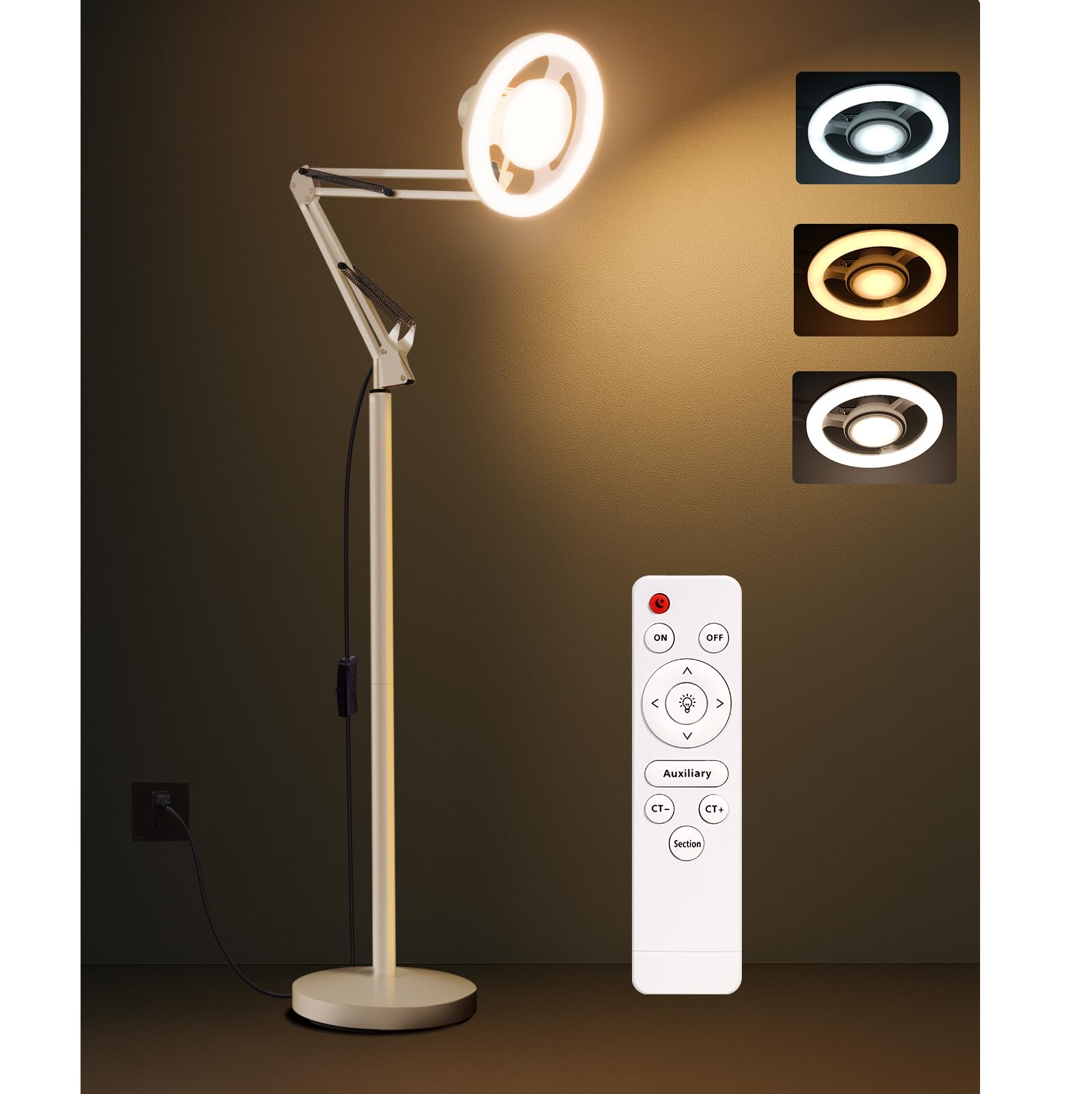 36Wアーム式 撮影用ライト LEDリング 撮影照明 調光可能 3000K6500K 無段階調光 スタンドライト フロアランプ 俯瞰撮影対応 リモコン付き 遠隔操作 美容用/読書/メイク/ネイル/化 6,467円