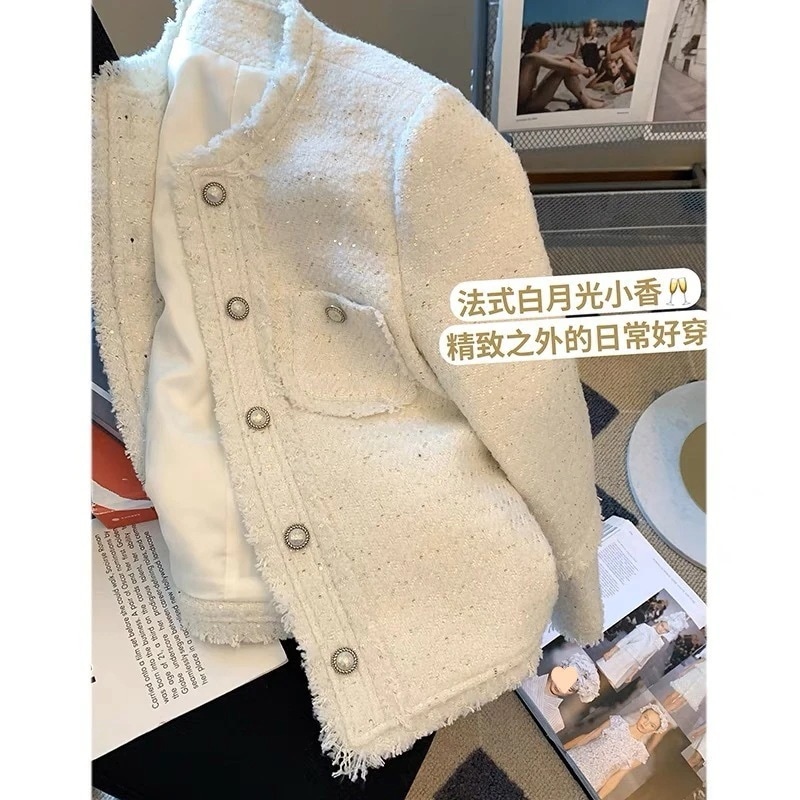 （細工が凝っている）女性のための小さなフレグランススタイルのジャケットハイエンドの社交界の春と秋の新しいスタイルハイエンドの気質ツイードフレンチトップ
