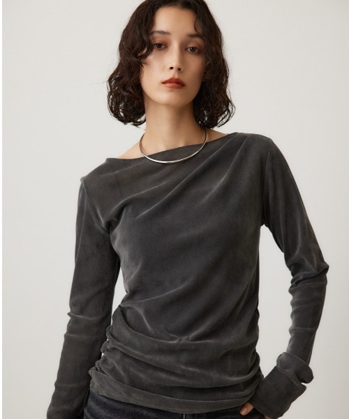 tシャツ Tシャツ シアーベロアライクトップス レディース