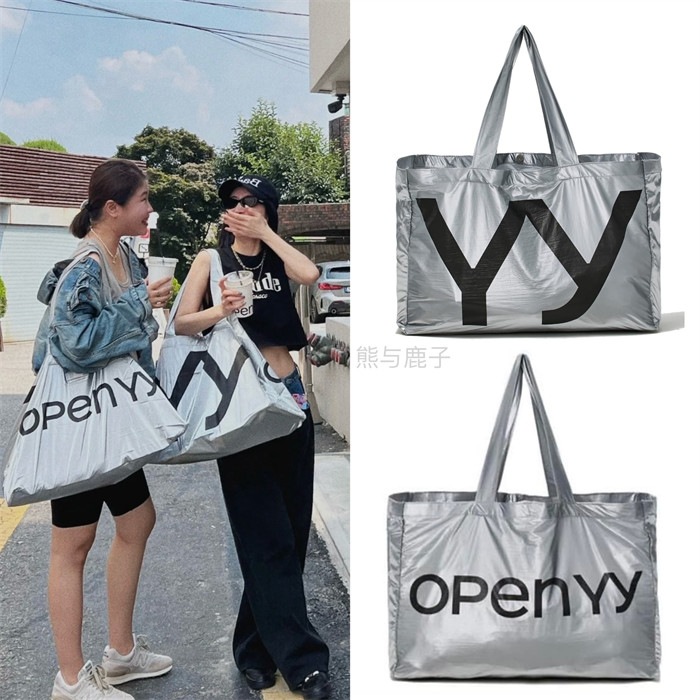 【OPEN Yy】 OPEN YY SHOPPER TOTE BAG : SILVER