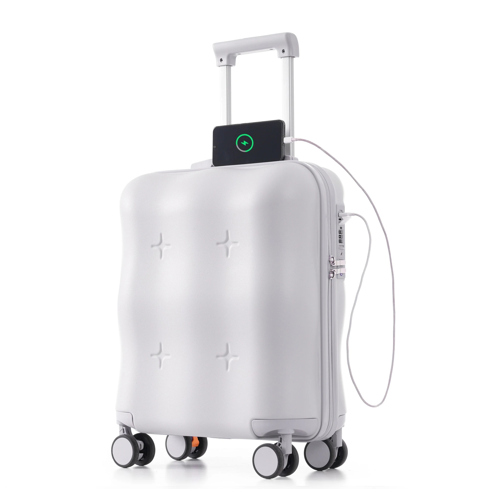 スーツケース キャリーバッグ キャリーケース Sサイズ 小型 超軽量 ファスナー式 TSAロック搭載 フック機能付き 360度回転 旅行 おしゃれ 人気色GG8198 Gray ABSG1