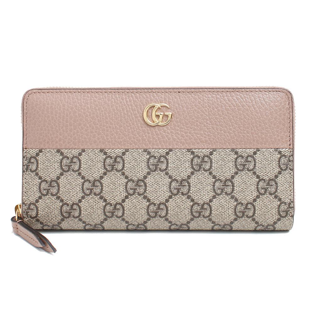 GUCCI 456117-17WAG-5788 グッチ GG マーモント ジップアラウンドウォレット ラウンドファスナー長財布 GGスプリームキャンバス/ カーフスキンレザー