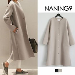 NANING9(ナンニング)ノーカラーロングコート