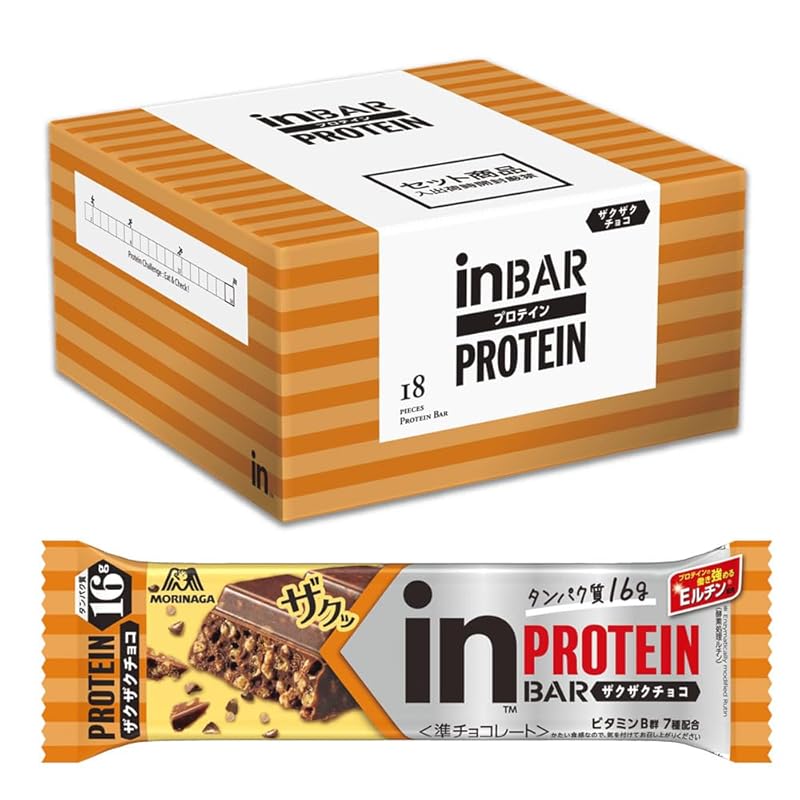 【迅速発送】inバー プロテイン ザクザクチョコ クランチチョコ (18本入×1箱) プロテインバー チョコレート チョコバー クランチチョコタイプ 高タンパク16g ビタミンB群7種配合 プロテイン