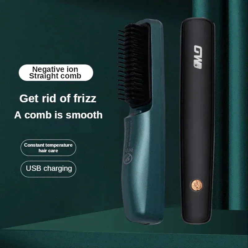 ストレートおよび多機能ツール 新品USB付きのワイヤレスコードレスヘアアイロン 両用 ミニヘアアイロン あごひげと髪用の櫛