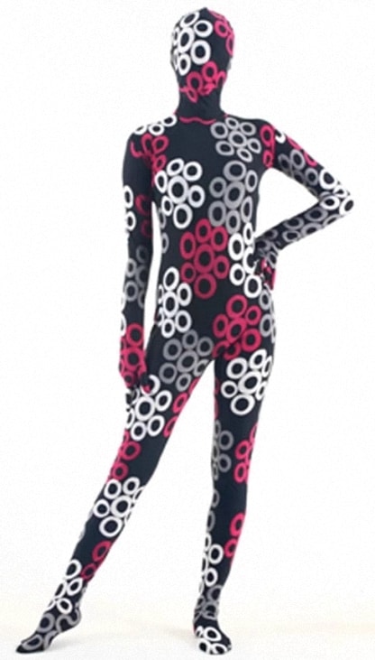 全身タイツ リング柄 黒 男性女性兼用 Mサイズ ゼンタイ コスプレ ZENTAI ボディースーツ 仮装 イベント 戦隊 コスチューム