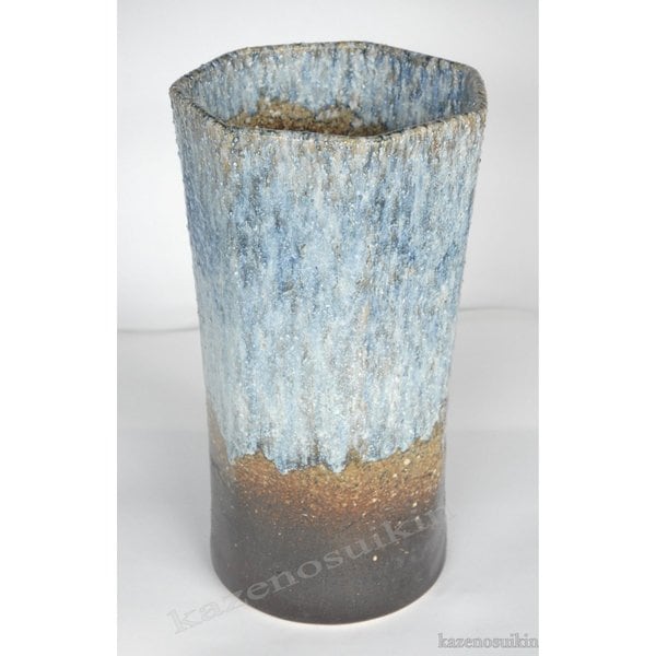 七角青釉傘立 （信楽焼き陶器傘立梅雨玄関収納M）