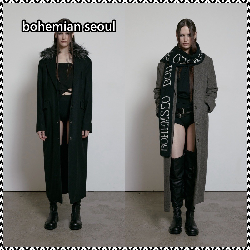 bohemian seoul FUR COLLAR 2WAY WOOL MAXI COAT