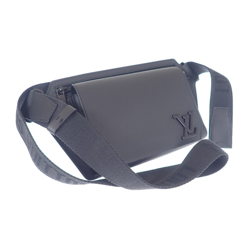 【Aランク】 テイクオフスリング ウエスト ボディバッグ M57081 グレインカーフレザー ブラック メンズ