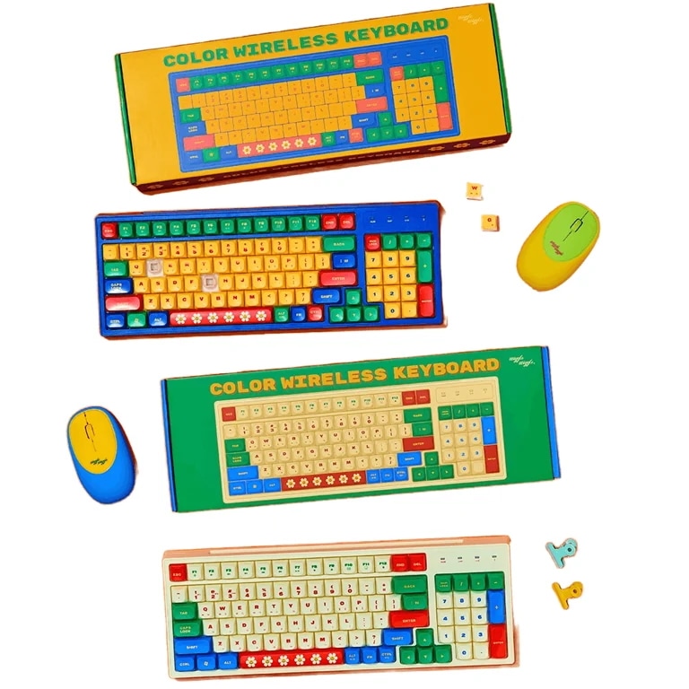 [ウィグルウィグル] 静音 フルキャップ メンブレン カラー ワイヤレス キーボード - Ivory