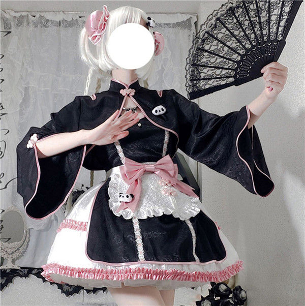 ロリータ風ワンピ 森ガール ゴスロリ 女子中高生 ゴスロリ ワンピース かわいい ミディアム丈 レディース 春秋ワンピース 長袖 可愛いロリータワンピース 長袖 ハロウィン コスプレ衣装　リボン レデ