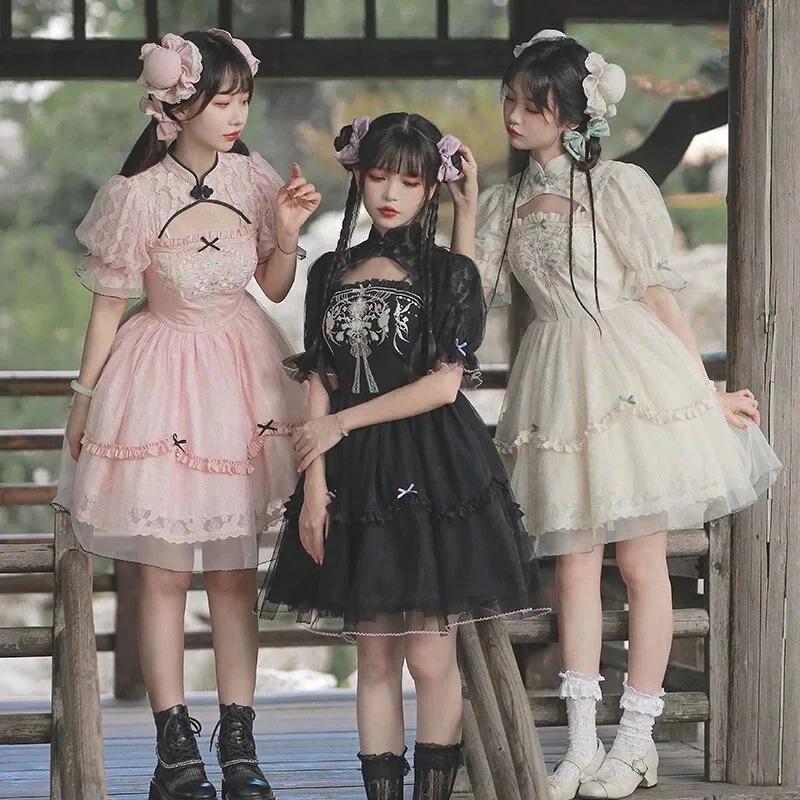 ハロウィン ハロウィン コスプレ クリスマスコフレ サンタコスプレ ロリータドレスクリスマスコフレ サンタコスプレ中華ロリータ レースロリータドレス カップ付きワンピース チャイナ風ワンピース コスプ